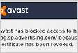 Avast has blocked access to. because the server certificate has